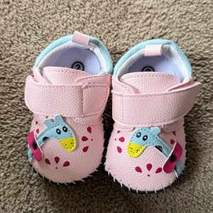 Pink Baby Shoes with Dinosaur Design